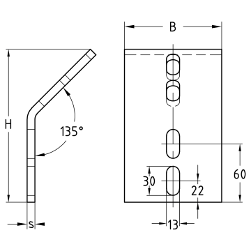 MPT-Montagewinkel 45° Q50-2,5, Q100-2,5, Q100-3,5, Q150-2,5